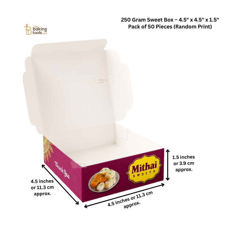 250 Gram Sweet Box with dimensions